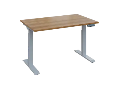 Fleximax 28-12 výškově nastavitelný stůl, kovová podnož stříbrná, deska 25 mm, široký 1200 mm, ořech světlý